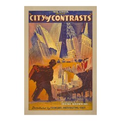 1931 City of Contrasts Poster Depression Era Film Documentary Urban Cinema