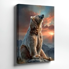 Wall Art Polar Bear Sunset Mountain Landscape Wildlife Bedroom Office Print