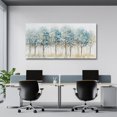 Trendy Blue and Black Tree Canvas Art for Home and Office Decor 24×48 Inch