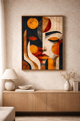 Black Woman Afrocentric Boho Geometric Portrait Poster Wall Art Decor