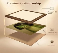 Funny Frog Wall Art Vintage Gold Frame Froge Wall Decor Interesting Animal Pi…