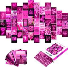 Pink Neon Wall Collage Kit Aesthetic Pictures, Trendy Room Decor for Teen Girls,