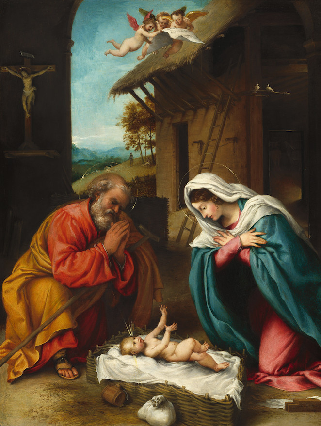 The Nativity | Lorenzo Lotto | 1523 Renaissance Christian Gospel Biblical Print