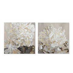 Flower Wall Art Floral Decor Modern White Blooming Pictures with Gold Foil Pa…