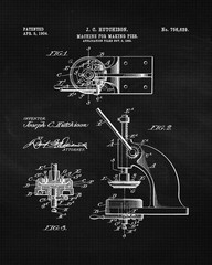 Classic Pie Making Baking Tool Patent Prints 4 (8×10) Art Decor Home Work Office