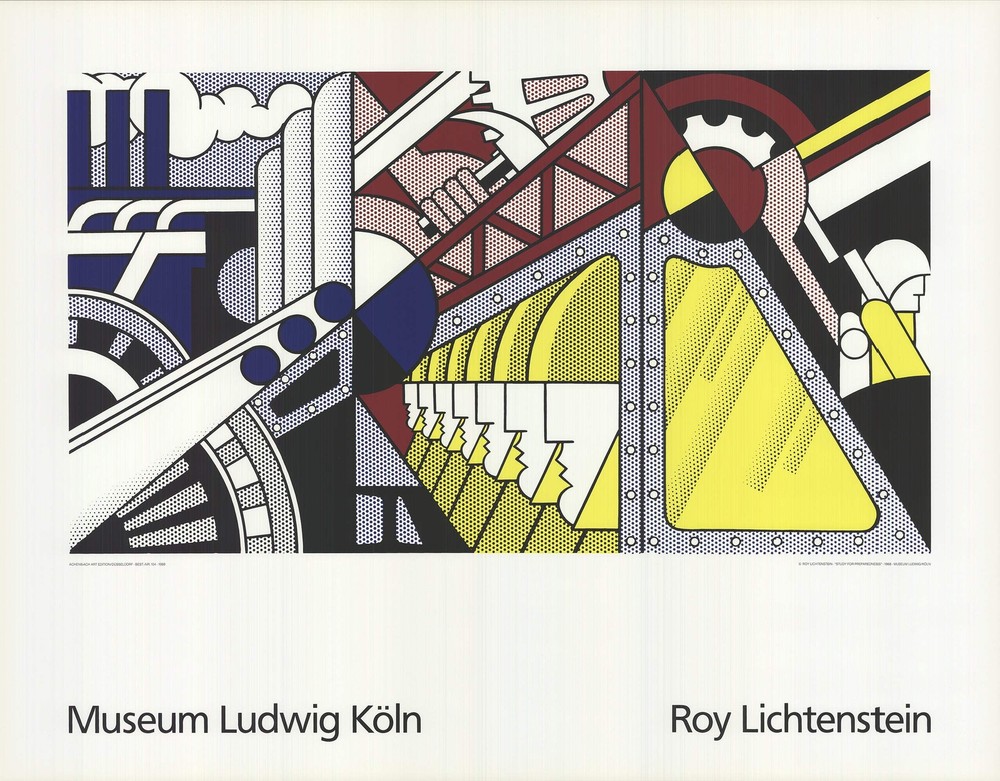 ROY LICHTENSTEIN Study For Preparedness 27.5″ x 35.5″ Serigraph 1989 Pop Art Blu