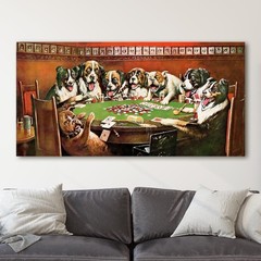 Dogs Playing Cards – Poker Sympathy by CM Coolidge Canvas Wall Art Print