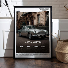 Aston Martin DB5 Poster Classic James Bond Car British Luxury Wall Art Print