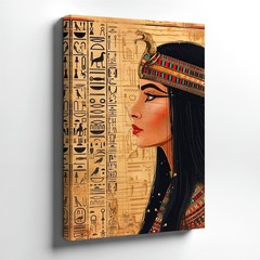 Wall Art Egyptian Queen Portrait Canvas Print Hieroglyphics Ancient Home Decor