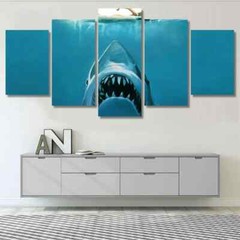 Jaws Shark Movie Iconic Scene 5 Piece Panel Canvas Wall Art Photo Decor