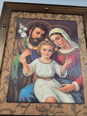 Holy Family Portrait Art Canvas Framed Mounted Wall Decor 10″x13″