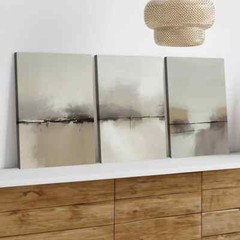 3pcs Abstract Modern Gray Beige Light Green Wall Art Canvas Unframed/Framed