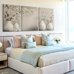 3 Pieces Elegant Floral Still Life Large Wall Art Set for Bedroom Set Of 3