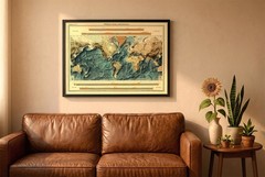 World Bathymetrical Map, World 2D Relief Map, World Vintage Map – 2D Flat