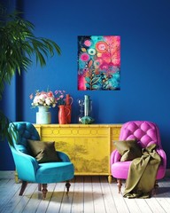 11×14 Boho Bright Flowers Canvas Print Wall Art