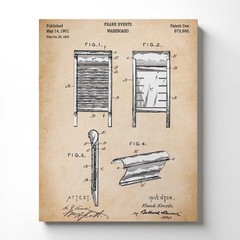 Farmhouse Laundry Room Decor, Vintage Wash Board Patent Canvas Print