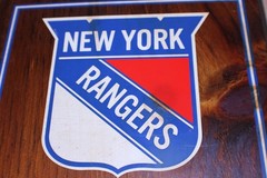 USED / DAMAGED / New York Rangers Logo Wooden Wall Decor NHL Hockey Sport Art