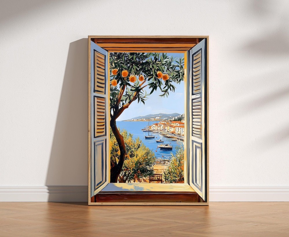 Open Window Matisse Style Poster, Fauvism Coastal Mediterranean Wall Art