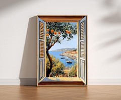 Open Window Matisse Style Poster, Fauvism Coastal Mediterranean Wall Art