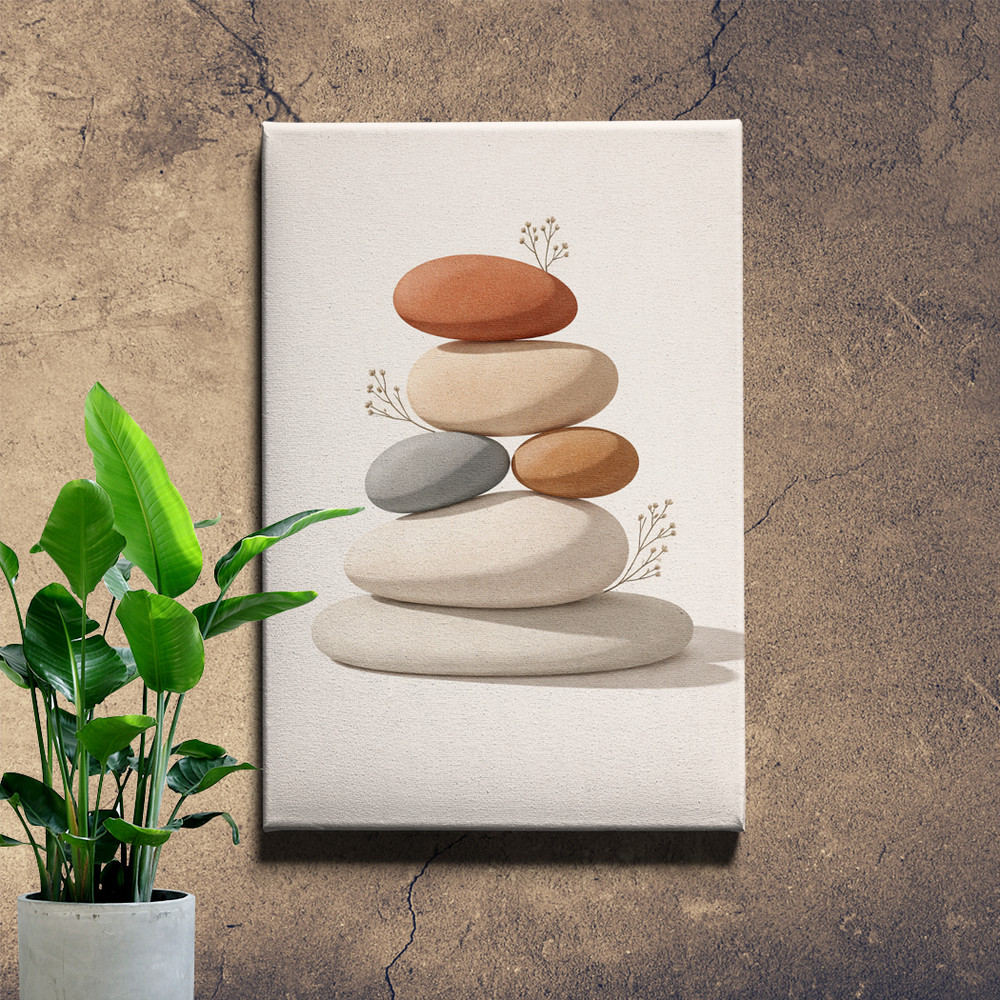 Stacked Stones Still Life Abstract Wall Art Print Terracotta Neutrals
