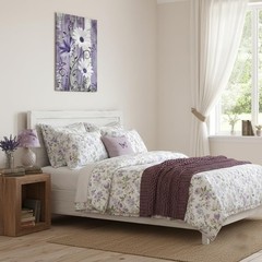 Farmhouse Daisy Floral Wall Art for Living Room, Purple Flower Butterfly Canv…
