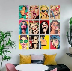 Women Pop Art Gallery Style Portrait Poster Wall Vinyl Stickers (8″x11.5″ 12pc)