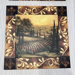 Tuscan Fields Canvas Kitchen Wall Art Set Of 2 Brown Yellow Gold Green Exc
