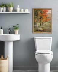 Framed Wall Art,Autumn Tree Oil Painting Canvas Poster Vintage Fall Landscape…