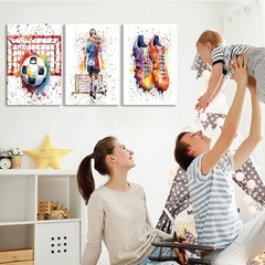 3Pcs Girl Graffiti Soccer Canvas Wall Art Colorful Sneakers Posters Prints Wa…