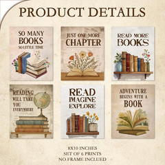 Reading Posters Classroom Decor – 6 Pcs Vintage Motivational Posters for Classro