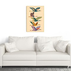 Beautiful Flying Stork Illustration Colorful Bird Flock Graphic – POSTER 20″x30″