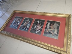 vintage Victorian-style cherub foil art framed wall decor angel figures BATH