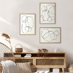Kate and Laurel Sylvie Going in Circles; Dancing; 3 Piece 18×24, Natural