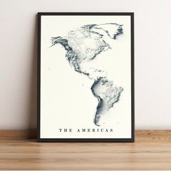 The Americas Map, North America 2D Relief Map, South America Map – 2D Flat