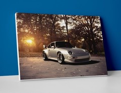 Porsche 911 GT2 Poster or Canvas – Silver Porsche Wall Art Print Decor