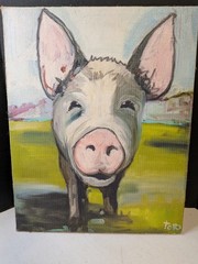 Canvas Pig Print Farmhouse Decor Wall 20×16 Tori Campisi