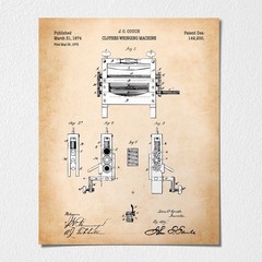 Laundry Room Wall Décor Vintage, Patent Wringing Machine Poster Print