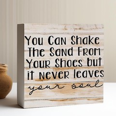 Coastal Style Wood Sign Small Tabletop Ornament Hanging Decor 8*8in