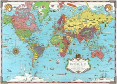 Pictorial Map Colorful Illustrations – 1931 – Mercator Map Of The World Poster