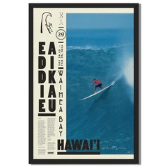 Black Framed Vintage Surfing Wall Art Retro Hawaii Surf Poster Pro Contest Bi…