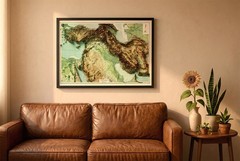 Middle East Map, Persia 2D Relief Map, Middle East Vintage Map – 2D Flat