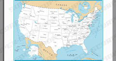 US MAP – STATES & CAPITALS United States of America Educational USA Poster Print