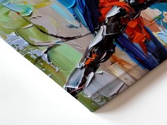 Wall Art Colorful Kingfisher Bird Canvas Painting Textured Palette Knife Decor