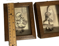 Vintage 3D Children Girl Shadow Box Framed Table Or Wall Mount wall art picture