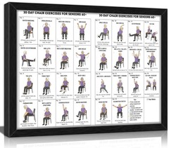 Tai Chi Chair Workout Chart Wall Art, 30-Day Chair Tai Chi for Seniors Poster…