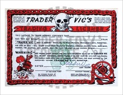 CERTIFICATES – TRADER VIC’S TRADING LICENSE 1941 – BLACK/RED – TIKI REPRO