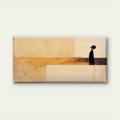 Abstract Beige Golden Brown Black White Unframed Canvas Painting for Living