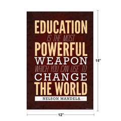Nelson Mandela Education Is The Most Powerful Weapon Quote Poster 12×18