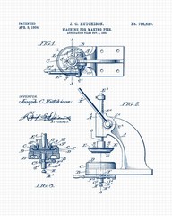 Classic Pie Making Baking Tool Patent Prints 4 (8×10) Art Decor Home Work Office