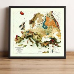 Europe Map, Europe 2D Relief Map, Europe Vintage Map – 2D Flat Print